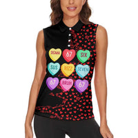 Valentine’s Day 67 Meme Six Seven Women Sleeveless Polo Shirt Gen Alpha Conversation Hearts