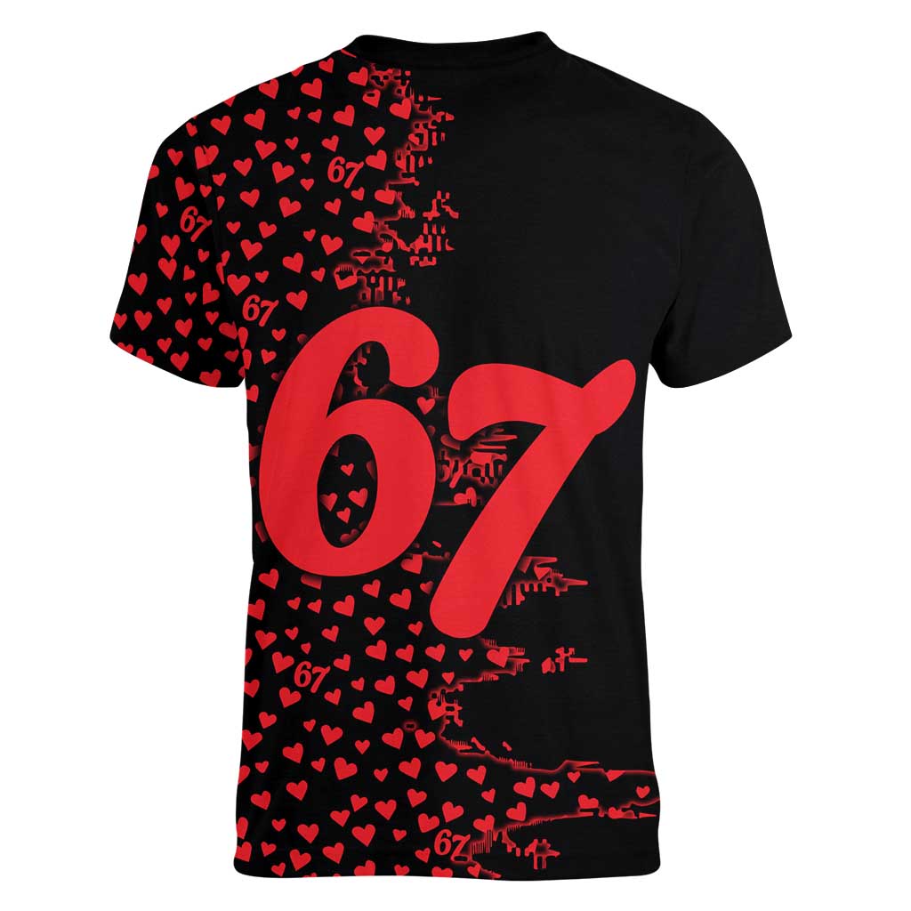 Valentine’s Day 67 Meme Six Seven Women V-Neck T-Shirt Gen Alpha Conversation Hearts