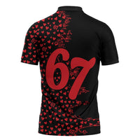 Valentine’s Day 67 Meme Six Seven Zipper Polo Shirt Gen Alpha Conversation Hearts
