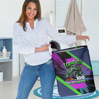 I Crushed 100 Days of School Monster Truck Laundry Basket 100th Day Boys - Retro Radiant Pattern