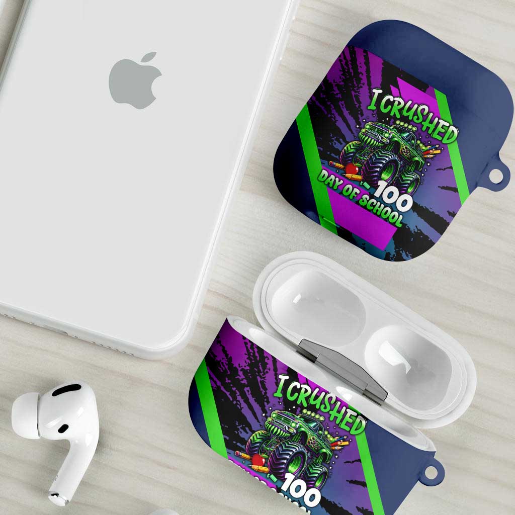 I Crushed 100 Days of School Monster Truck AirPods Case 100th Day Boys - Retro Radiant Pattern