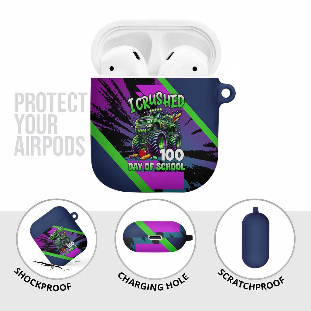 I Crushed 100 Days of School Monster Truck AirPods Case 100th Day Boys - Retro Radiant Pattern
