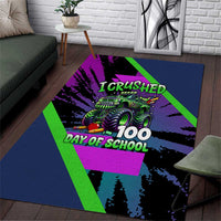 I Crushed 100 Days of School Monster Truck Area Rug 100th Day Boys - Retro Radiant Pattern