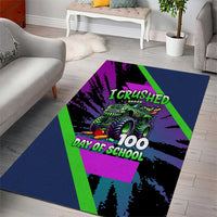 I Crushed 100 Days of School Monster Truck Area Rug 100th Day Boys - Retro Radiant Pattern
