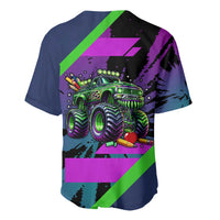 I Crushed 100 Days of School Monster Truck Baseball Jersey 100th Day Boys - Retro Radiant Pattern