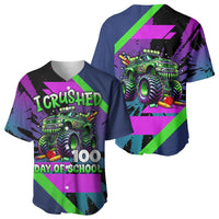 I Crushed 100 Days of School Monster Truck Baseball Jersey 100th Day Boys - Retro Radiant Pattern