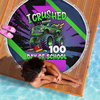 I Crushed 100 Days of School Monster Truck Beach Blanket 100th Day Boys - Retro Radiant Pattern