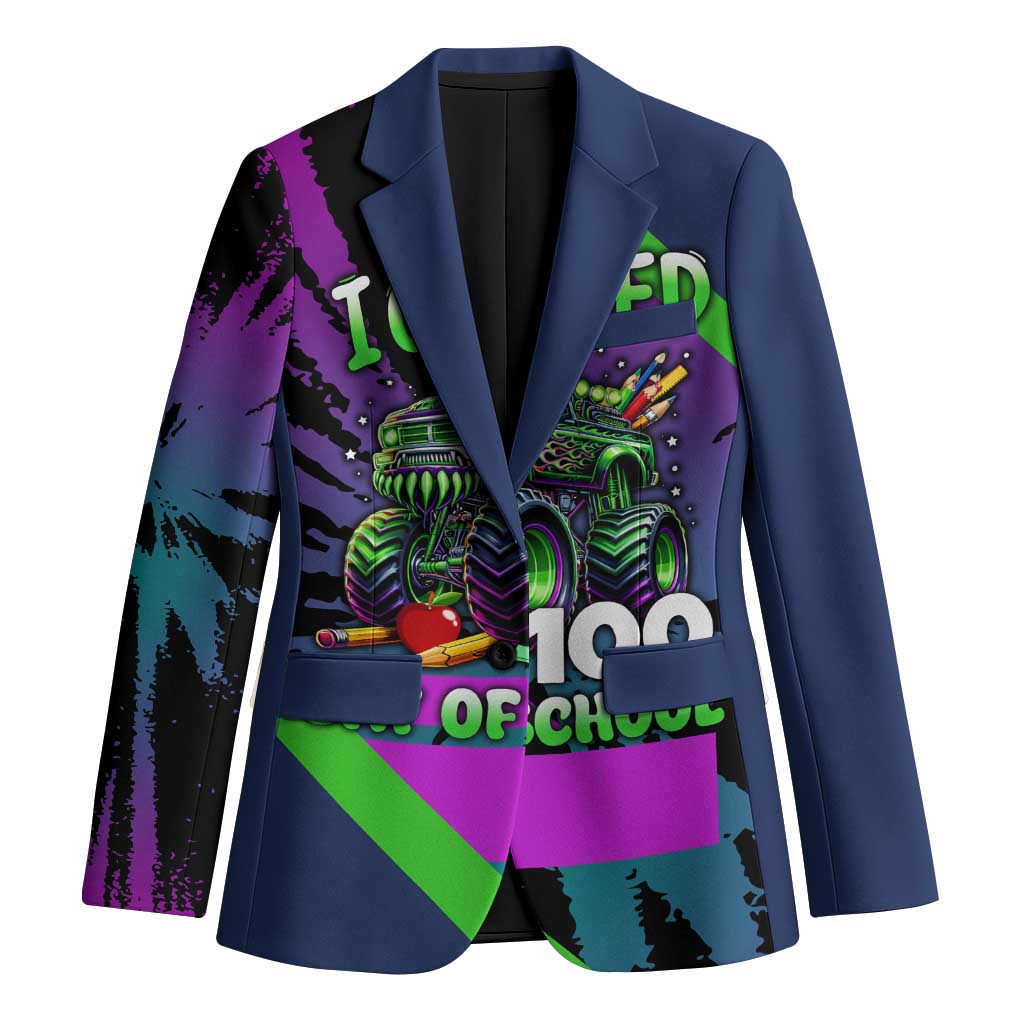 I Crushed 100 Days of School Monster Truck Blazer 100th Day Boys - Retro Radiant Pattern