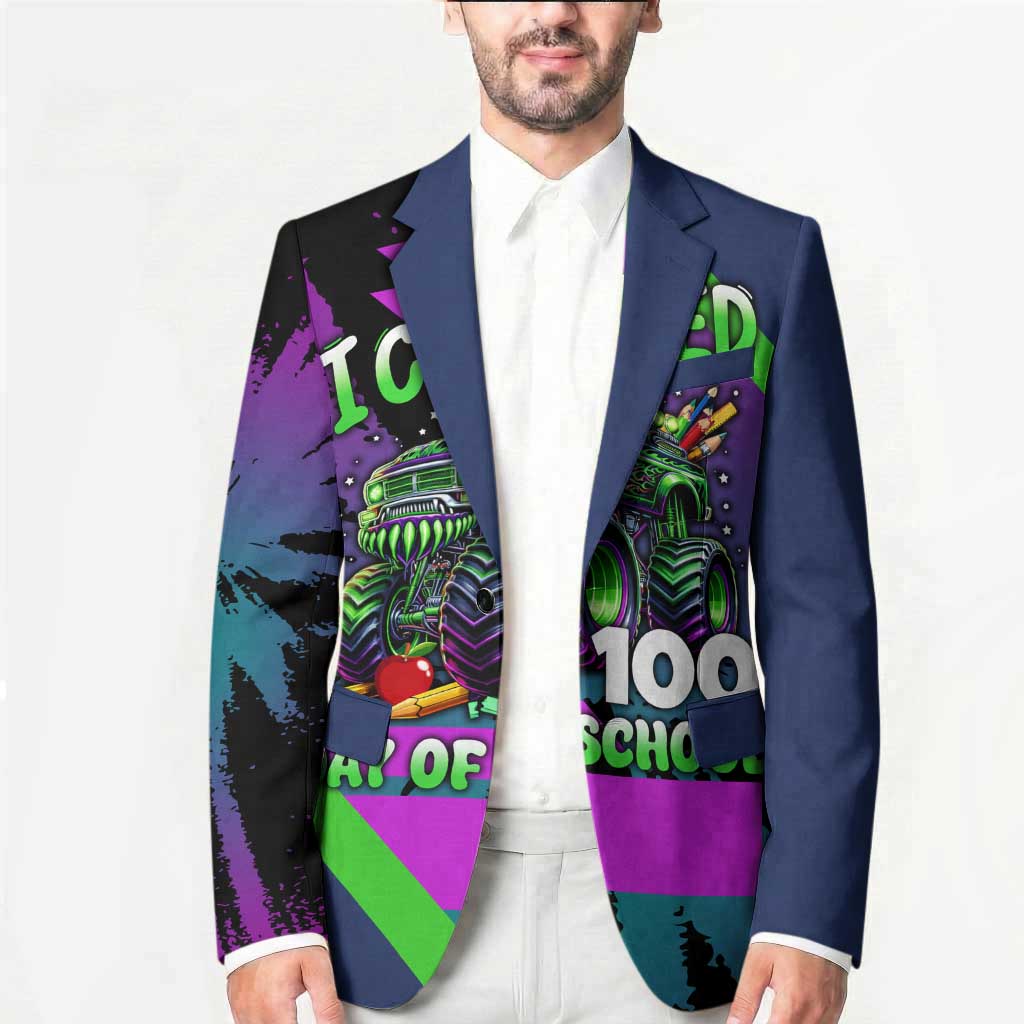 I Crushed 100 Days of School Monster Truck Blazer 100th Day Boys - Retro Radiant Pattern