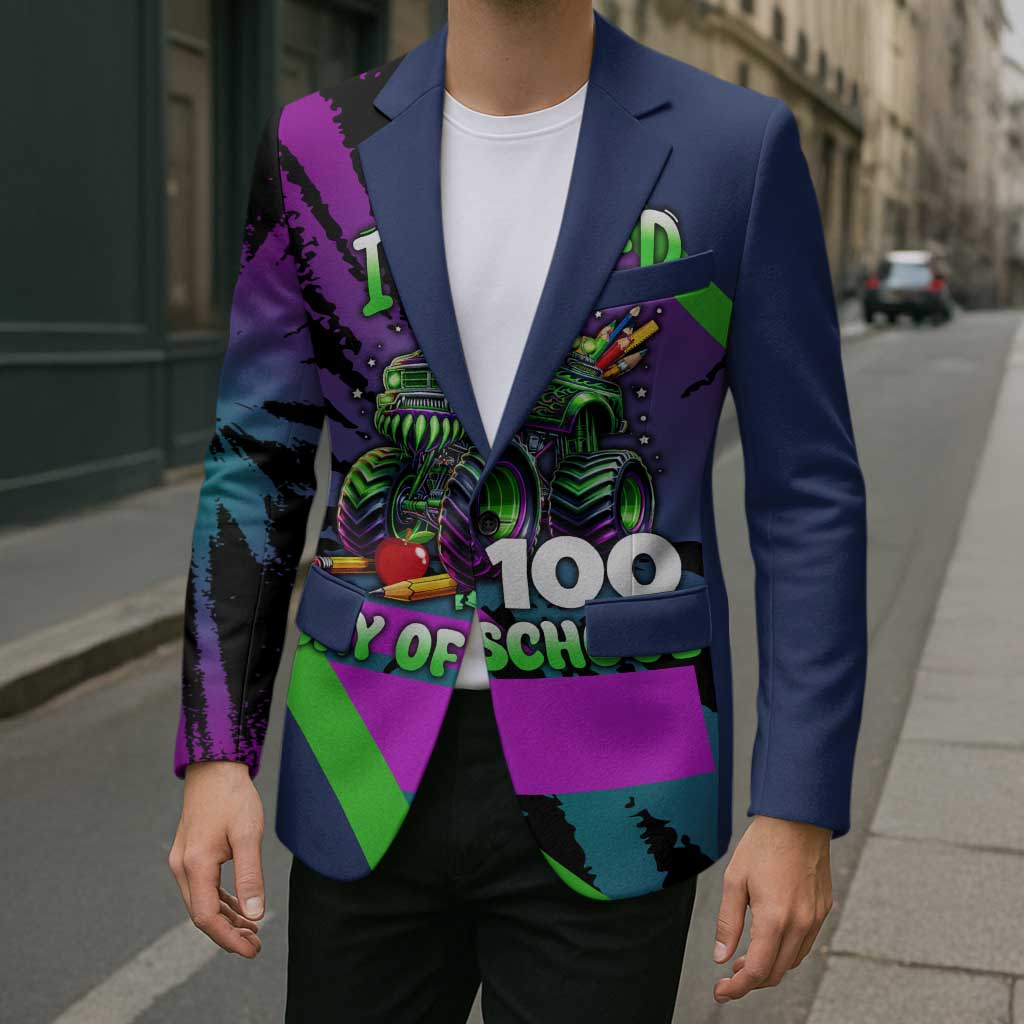 I Crushed 100 Days of School Monster Truck Blazer 100th Day Boys - Retro Radiant Pattern