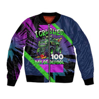 I Crushed 100 Days of School Monster Truck Bomber Jacket 100th Day Boys - Retro Radiant Pattern