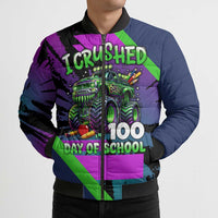 I Crushed 100 Days of School Monster Truck Bomber Puffer Jacket 100th Day Boys - Retro Radiant Pattern