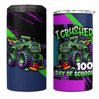 I Crushed 100 Days of School Monster Truck 4 in 1 Can Cooler Tumbler 100th Day Boys - Retro Radiant Pattern