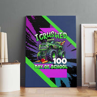I Crushed 100 Days of School Monster Truck Canvas Wall Art 100th Day Boys - Retro Radiant Pattern
