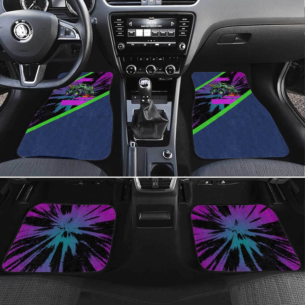 I Crushed 100 Days of School Monster Truck Car Mats 100th Day Boys - Retro Radiant Pattern
