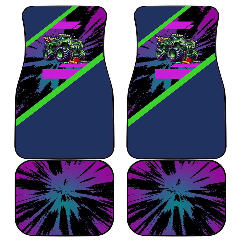 I Crushed 100 Days of School Monster Truck Car Mats 100th Day Boys - Retro Radiant Pattern