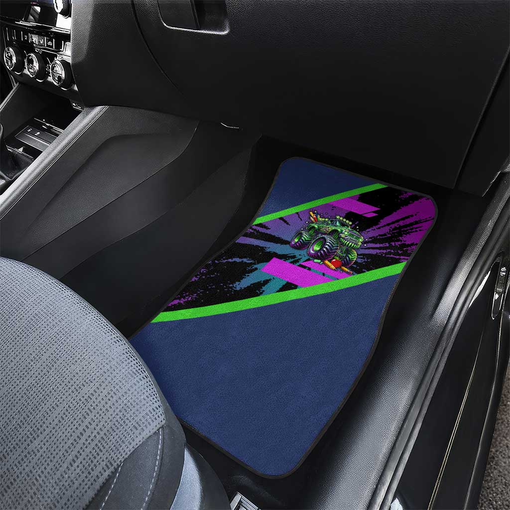 I Crushed 100 Days of School Monster Truck Car Mats 100th Day Boys - Retro Radiant Pattern