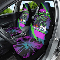 I Crushed 100 Days of School Monster Truck Car Seat Cover 100th Day Boys - Retro Radiant Pattern