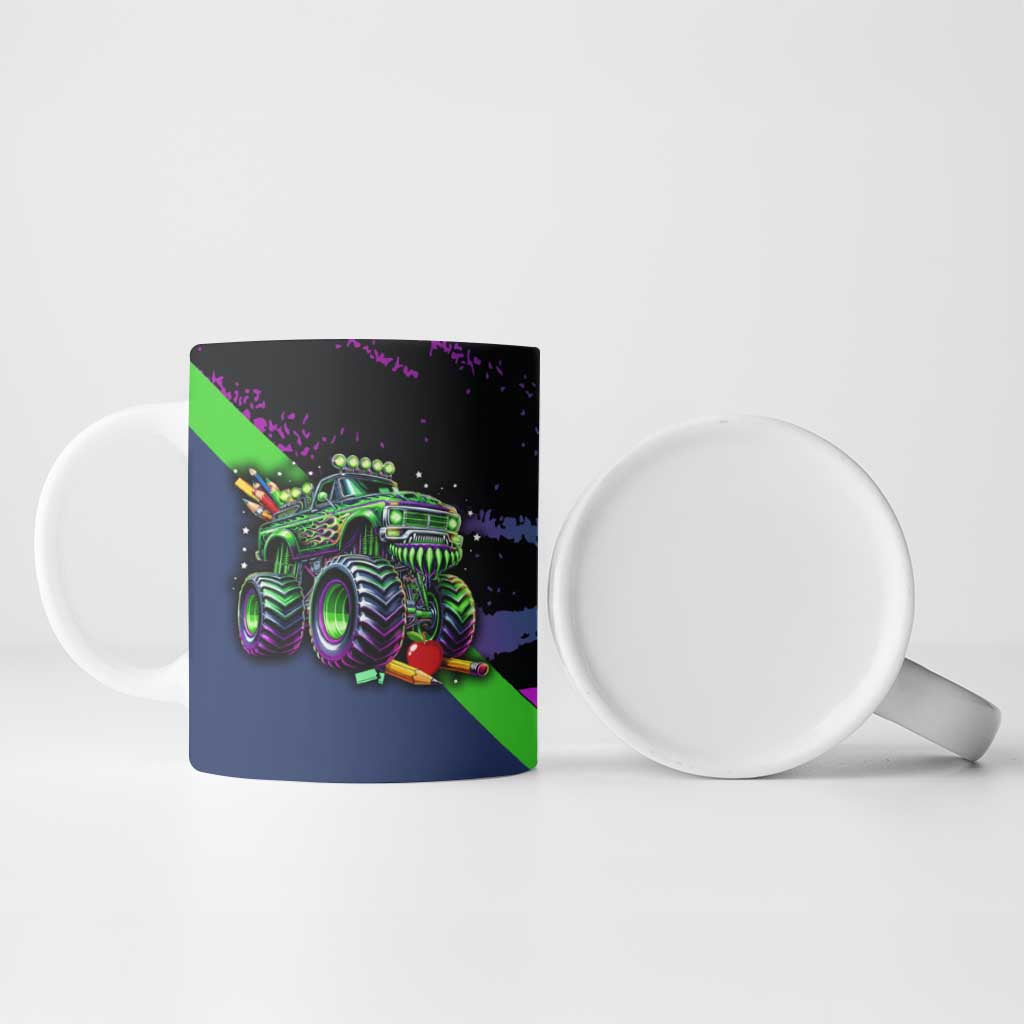 I Crushed 100 Days of School Monster Truck Ceramic Mug 100th Day Boys - Retro Radiant Pattern