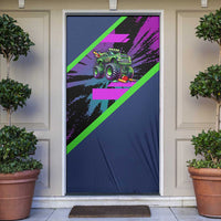 I Crushed 100 Days of School Monster Truck Door Cover 100th Day Boys - Retro Radiant Pattern