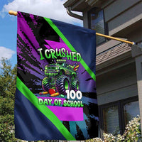 I Crushed 100 Days of School Monster Truck Garden Flag 100th Day Boys - Retro Radiant Pattern