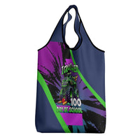 I Crushed 100 Days of School Monster Truck Grocery Bag 100th Day Boys - Retro Radiant Pattern