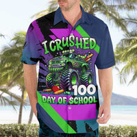 I Crushed 100 Days of School Monster Truck Hawaiian Shirt 100th Day Boys - Retro Radiant Pattern