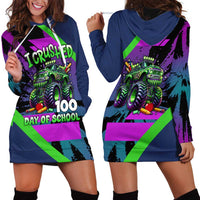 I Crushed 100 Days of School Monster Truck Hoodie Dress 100th Day Boys - Retro Radiant Pattern