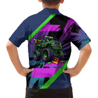 I Crushed 100 Days of School Monster Truck Kid Hawaiian Shirt 100th Day Boys - Retro Radiant Pattern