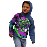 I Crushed 100 Days of School Monster Truck Kid Hoodie 100th Day Boys - Retro Radiant Pattern