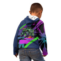 I Crushed 100 Days of School Monster Truck Kid Hoodie 100th Day Boys - Retro Radiant Pattern