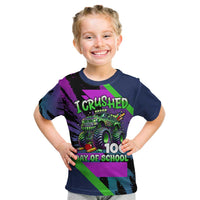 I Crushed 100 Days of School Monster Truck Kid T Shirt 100th Day Boys - Retro Radiant Pattern