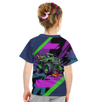 I Crushed 100 Days of School Monster Truck Kid T Shirt 100th Day Boys - Retro Radiant Pattern