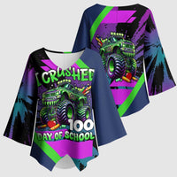 I Crushed 100 Days of School Monster Truck Kimono Sleeve Blouse 100th Day Boys - Retro Radiant Pattern