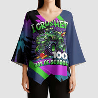 I Crushed 100 Days of School Monster Truck Kimono Sleeve Blouse 100th Day Boys - Retro Radiant Pattern
