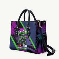 I Crushed 100 Days of School Monster Truck Leather Bag 100th Day Boys - Retro Radiant Pattern