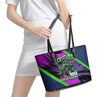 I Crushed 100 Days of School Monster Truck Leather Tote Bag 100th Day Boys - Retro Radiant Pattern