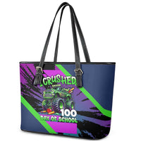 I Crushed 100 Days of School Monster Truck Leather Tote Bag 100th Day Boys - Retro Radiant Pattern