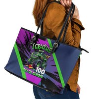 I Crushed 100 Days of School Monster Truck Leather Tote Bag 100th Day Boys - Retro Radiant Pattern