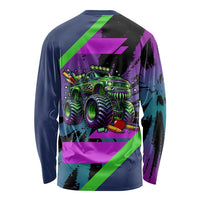 I Crushed 100 Days of School Monster Truck Long Sleeve Shirt 100th Day Boys - Retro Radiant Pattern