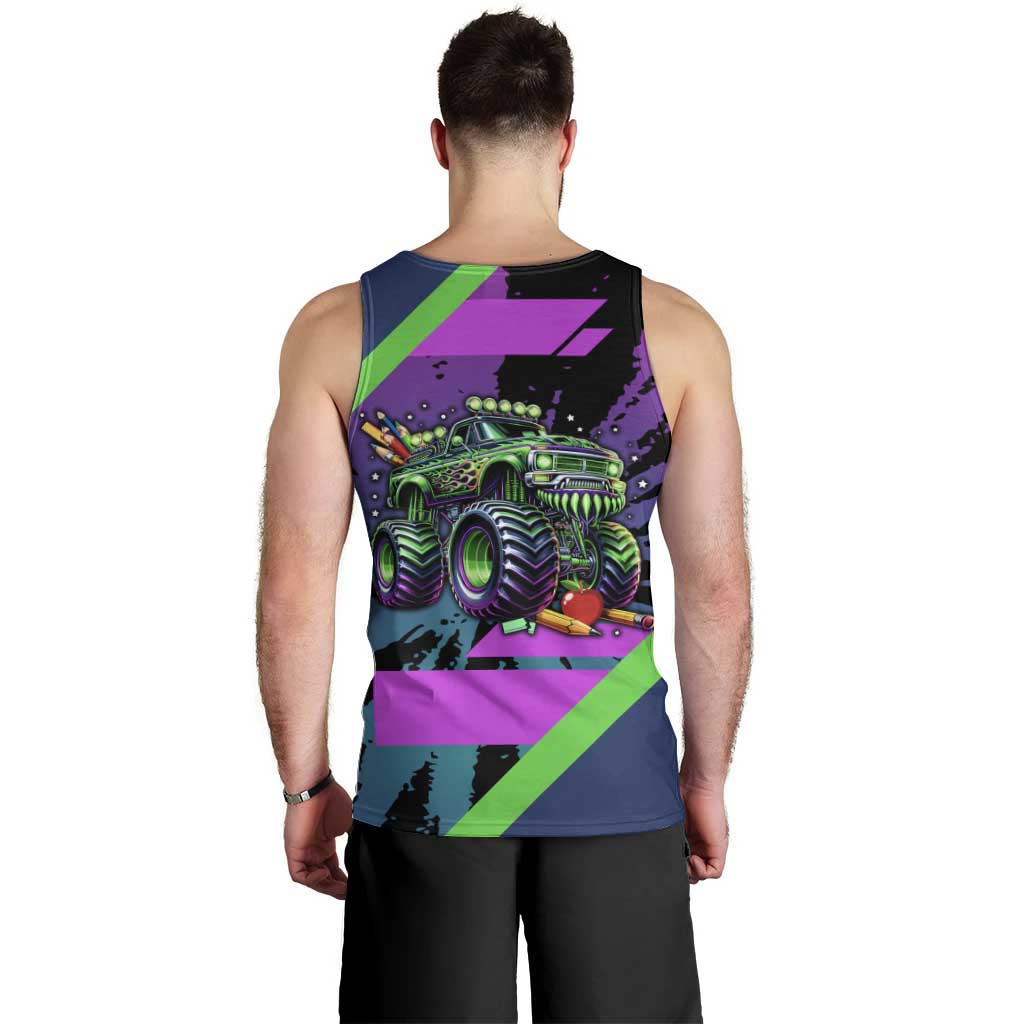 I Crushed 100 Days of School Monster Truck Men Tank Top 100th Day Boys - Retro Radiant Pattern
