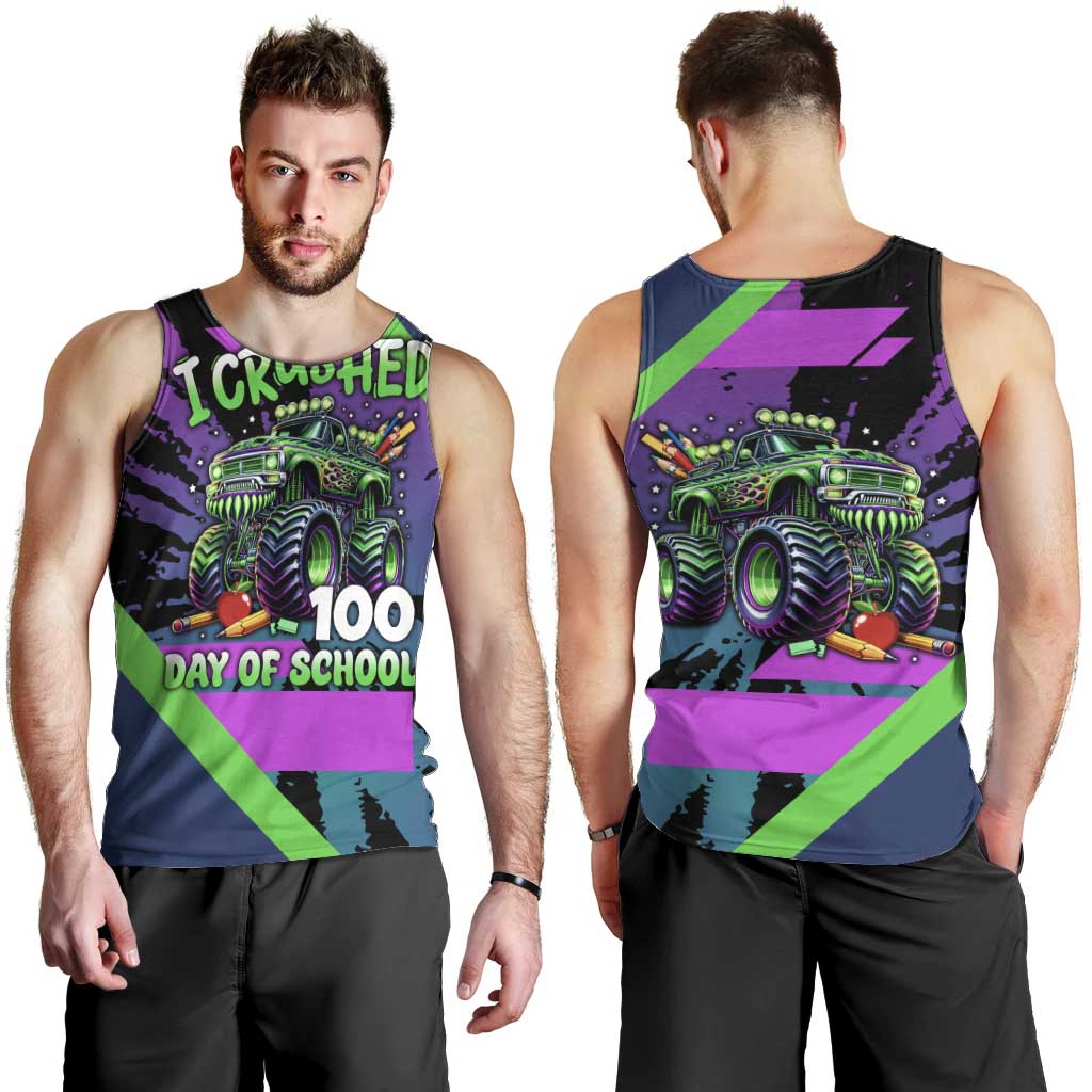 I Crushed 100 Days of School Monster Truck Men Tank Top 100th Day Boys - Retro Radiant Pattern