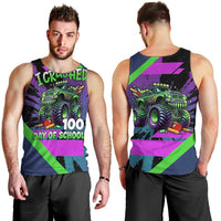 I Crushed 100 Days of School Monster Truck Men Tank Top 100th Day Boys - Retro Radiant Pattern