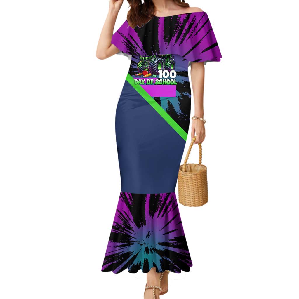 I Crushed 100 Days of School Monster Truck Mermaid Dress 100th Day Boys - Retro Radiant Pattern