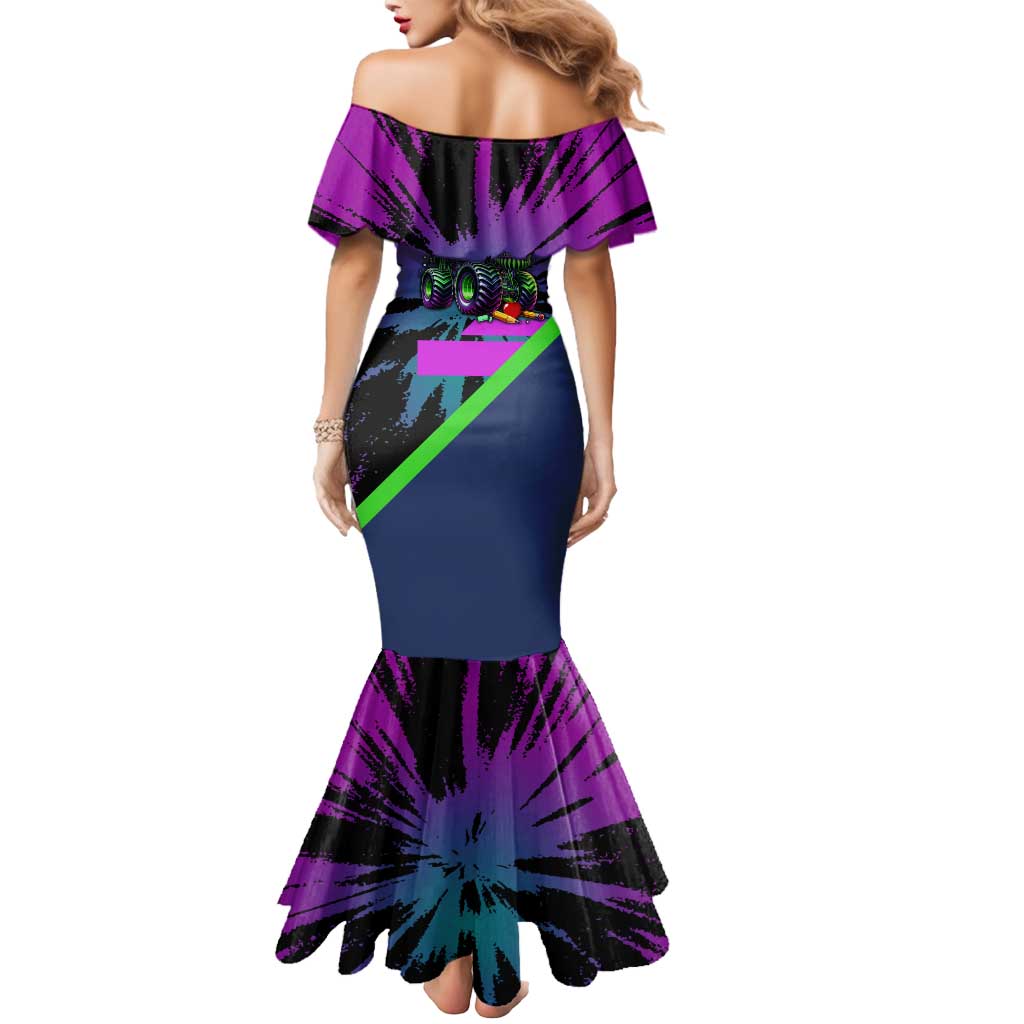 I Crushed 100 Days of School Monster Truck Mermaid Dress 100th Day Boys - Retro Radiant Pattern