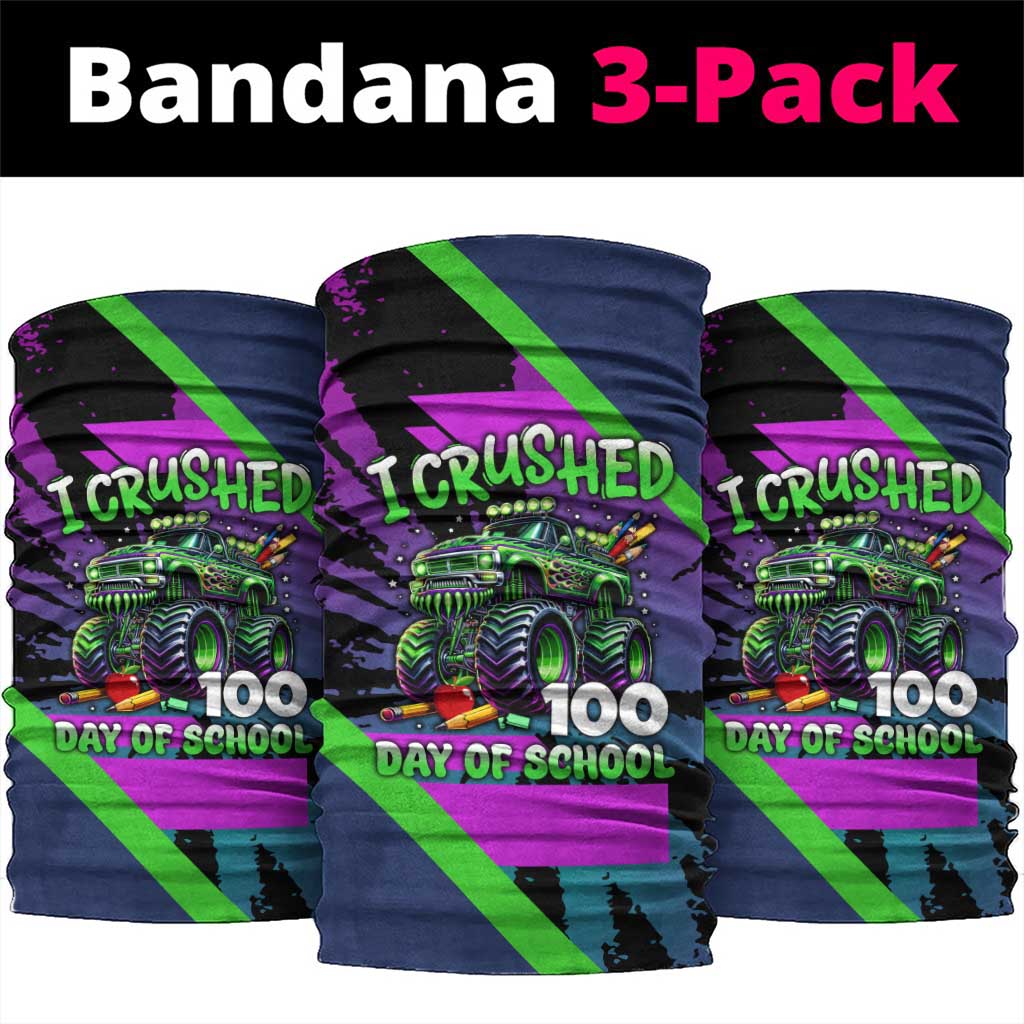 I Crushed 100 Days of School Monster Truck Neck Gaiter 100th Day Boys - Retro Radiant Pattern