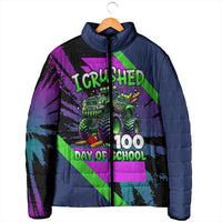 I Crushed 100 Days of School Monster Truck Padded Jacket 100th Day Boys - Retro Radiant Pattern