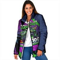 I Crushed 100 Days of School Monster Truck Padded Jacket 100th Day Boys - Retro Radiant Pattern