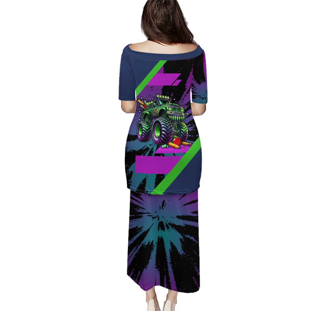 I Crushed 100 Days of School Monster Truck Puletasi 100th Day Boys - Retro Radiant Pattern