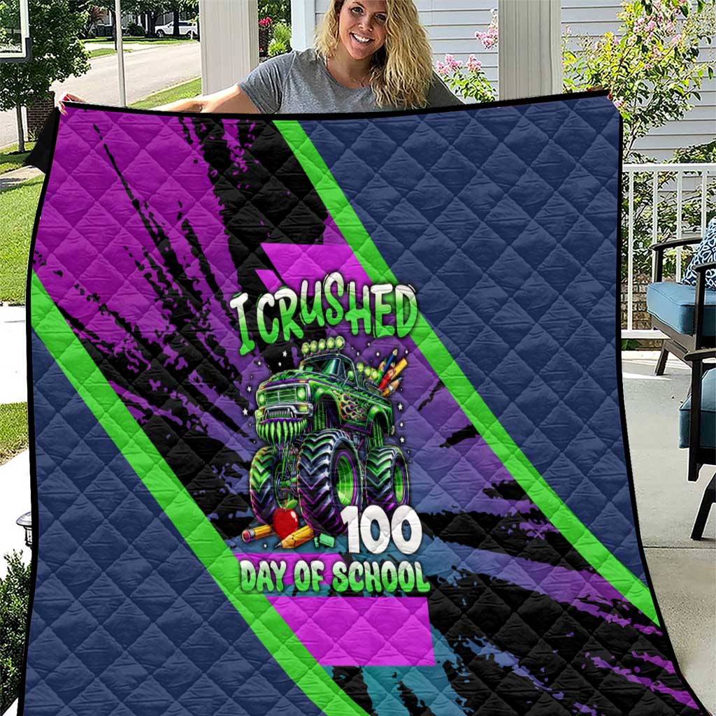 I Crushed 100 Days of School Monster Truck Quilt 100th Day Boys - Retro Radiant Pattern